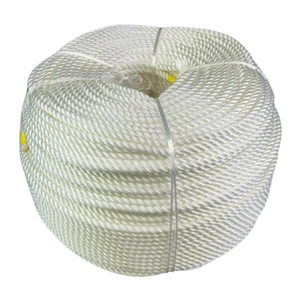 Cuerda de poliéster blanca de 3 hebras de 6 mm x bobina de 300 metros barcos marinos yates guardabarros - Imagen 1 de 4