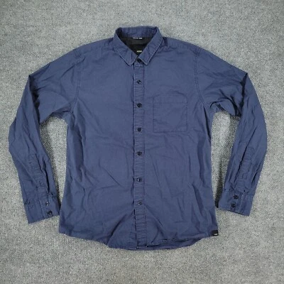 Camisa con botones KREW para hombre azul medio KR3W parche logotipo bolsillo manga larga adulto M Foto 1 de 4