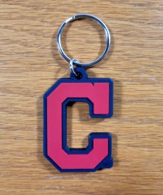 Cleveland Indians Keychain Official Team Logo MLB Baseball 2019 Rubber Key Ring - Image 1 of 3