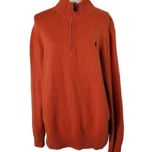 POLO Ralph Lauren Vintage Orange 1/4 Zip Sweater - Picture 1 of 4