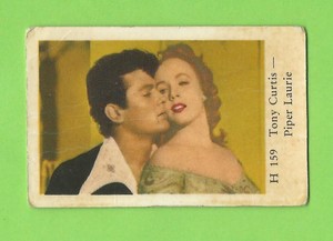 1961 Dutch Gum Card H #159 Tony Curtis and Piper Laurie