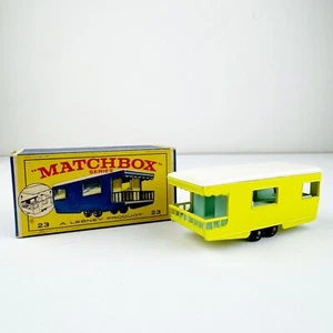 Vintage Matchbox Series Car No. 23 Trailer Caravan Yellow W/ Box Great Condition - Picture 1 of 10