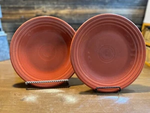 2 FiestaWare Salad Plates Paprika Color #334~ 9" Utensil Marks Lead Free - Picture 1 of 6