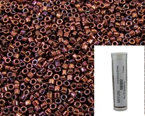 11/0 Miyuki DB0012 Metallic Dark Raspberry Delica Seed Beads, 5 Grams Tube - Picture 1 of 2