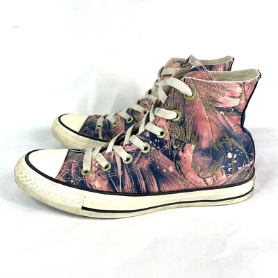Converse Chuck Taylor All Star High Women's Pink Feather Print Satin Sneakers - Image 1 of 4