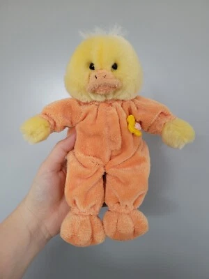 Aurora Vintage Softees Cuddly Toy Plush Beanie Flower Duck Baby  Soft Yellow - Image 1 of 4