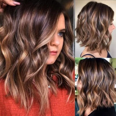 Glueless Ombre Honey Blonde Highlight Wave Wigs Human Hair 13x4 Lace Front Wigs - Image 1 of 4