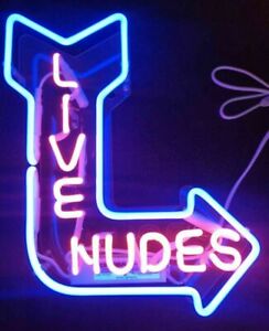 Live Nudes Arrow Pole Girl Neon Light Sign 14"x10" Acrylic Lamp Pub Bar Open Pub