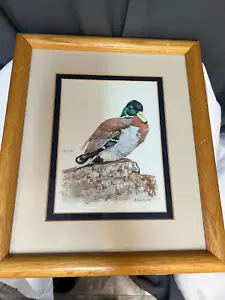 Vintage Stockente Aquarelldruck, gerahmt 12 x 11 - Bild 1 von 9