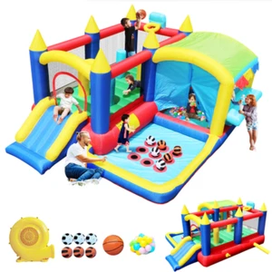 7 in 1 Inflatable Bounce House, Bouncy House with Ball Pit for Kids Indoor Outdo - Picture 1 of 12