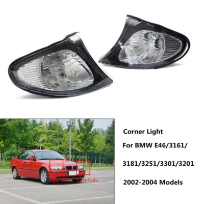 Pair Corner Lights Brake Turn signal Lamps For 2002-2005 BMW 3-Series E46 4 Door - Image 1 of 4
