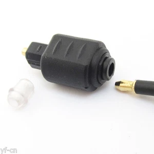 1pc Fiber Optic Adaptor Black Gold Plated Toslink to 3.5mm Female Jack Adapter - Picture 1 of 4