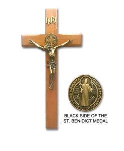 †ST BENEDIKT MEDAILLE/KRUZIFIX: 10" Holz Wandkreuz - katholisch sakramental - Bild 1 von 1