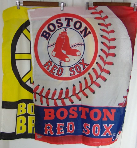 Boston Fan Bundle: 2 Flags 27"x31" Bruins & Red Sox. Garden Yard House Banners Cover