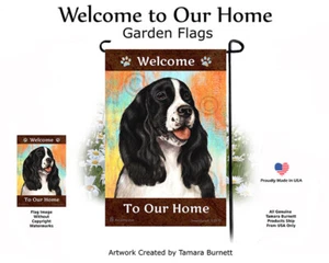 Welcome Garden Flag - Black and White English Springer Spaniel 133 - Picture 1 of 1