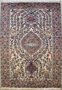 Rugstc 4.5x7 Pak Persian Ivory Rug, Hand-Knotted,Pictorial Hunting,Silk/Wool - Picture 1 of 5