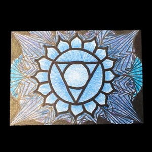 ACEO “Vishuddha Throat Chakra Flower” Art Trading Card & Hidden Aquarius Sky Map - Picture 1 of 4