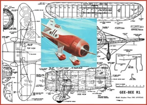 Modellflugzeug Pläne (UC): Gee Bee R-1 Scale 28" for .25-35 by Paul Del Gatto - Bild 1 von 5