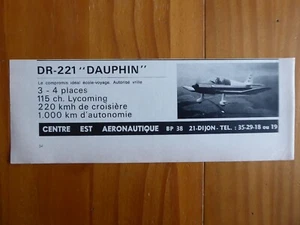 1960'S PUB AVIONS P ROBIN CEA DIJON DR-221 DAUPHIN AIRCRAFT ORIGINAL FRENCH AD - Imagen 1 de 1