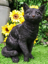 12" Height Realistic Black Cat Glass Eyes Statue Home Decor Figurine