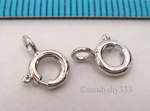 10x ITALIAN RHODIUM plated STERLING SILVER SPRING ROUND RING CLASP 6mm #2564 - Picture 1 of 2