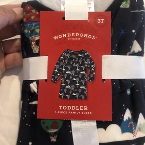 Wondershop Toddler Girl Navy Pajama Christmas Long Sleeve Sleep Dress Sz 3T - Picture 1 of 4