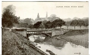 UK Cupar View from River Eden old real photo sepia postcard - Picture 1 of 3