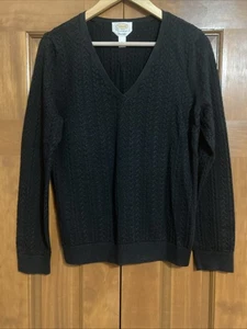 Vintage Talbots 100 % Pima-Baumwolle schwarz V-Ausschnitt Pullover Sweater Damen Gr. Large  - Bild 1 von 4