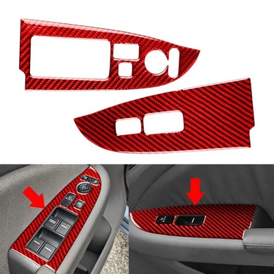 Carbon Fiber Red Front Fensterheber Panel Abdeckung Trim Für Honda Odyssey 05-10 - Image 1 of 4