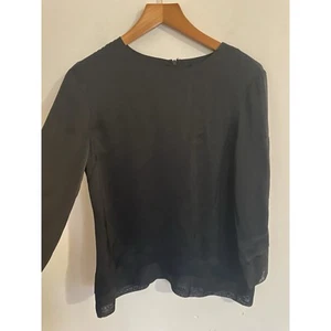 Brooks Brothers 100% Silk Blouse Top Womens Size Black Long Sleeve - Picture 1 of 3