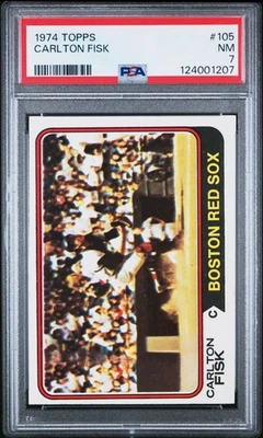 Topps Carlton Fisk #105 1974 PSA 7 casi nuevo Foto 1 de 2