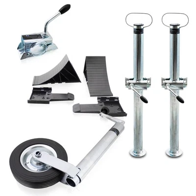 Stützrad Stützen Klemmschellen Anhänger Vollgummi Rad Set 10tlg BITUXX - Bild 1 von 4