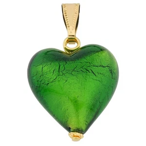 Colgante de corazón de vidrio GlassOfVenice Murano - verde esmeralda - Imagen 1 de 4