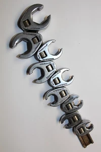 SNAP-ON TOOLS 9 pc 3/8" Drive 6-P SAE Flare Nut Crowfoot Wrench Set 3/8–7/8" USA - Picture 1 of 6