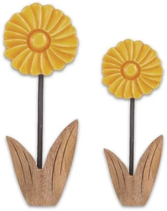 Deko Blume Aufsteller Gelb Rund Holz Tischdeko Frühling Sommer 25cm oder 20cm - Bild 1 von 1