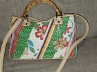 Relic Summer Floral  Bag With Bamboo Handles Flower Charm and crossbody strap