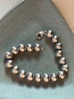 Simple But Classy 925 Marked Hollow Silver Beads on Chain Bracelet – signed near