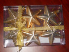 Set of 6 - Large  3" (8cm) Gold Star Baubles - Christmas / Golden wedding etc