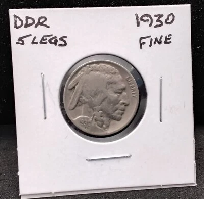 1930 BUFFALO NICKEL - DDR - 5 LEGS - FINE - K50 - Image 1 of 2