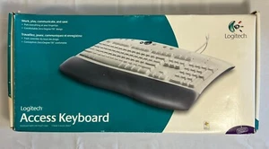 Vintage Logitech Access Keyboard Wired PS/2 Comfortable Zero Degree-Tilt QWERTY - Picture 1 of 12