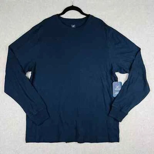George Shirt Mens XL Navy Crewneck Long Sleeve Cotton Base Layer Tee Casual Top - Picture 1 of 11