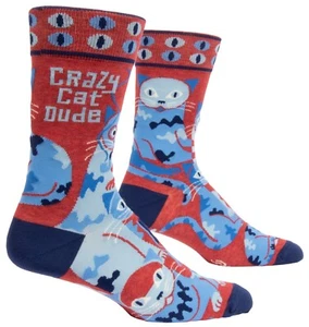 Calcetines Para Hombre Blue Q Crazy Cat Dude UK 6-11 Secret Santa Regalo Novedad GATO PAPÁ - Imagen 1 de 3