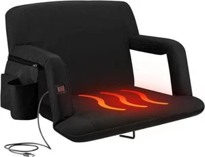 Alpcour Heated Folding Stadium Seat Deluxe Reclining Bleacher Chair Extra Wide - Picture 1 of 8