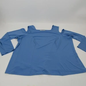 Simonton Says Blue Top Cold Shoulder Stretch Knit Sz 2X - Picture 1 of 8