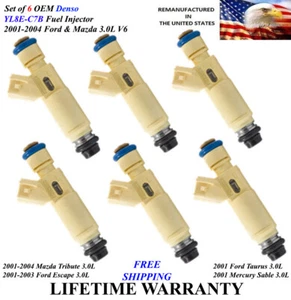 OEM Denso Set of 6 Fuel Injectors For 2001-2002-2003 Ford Escape 3.0L V6 - Bild 1 von 1
