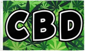 C.B.D. Bandera de polietileno de 3x5 pies hojas de marihuana dispensario de hierba bandera de dormitorio - Imagen 1 de 5