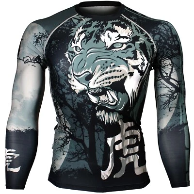 BTOPERFORM FX-166 NIGHT TIGER Compression Rash guard Under Base layer Gym MMA - Image 1 of 4