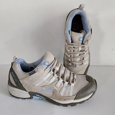 Merrell Tuskora Women 6.5 Trail Hiking Shoe Taupe Blue Waterproof Low Top  - Image 1 of 4