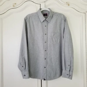 Untuckit Solid Gray Flannel Long Sleeve 100% Cotton Button Front Shirt Mens XL - Picture 1 of 4