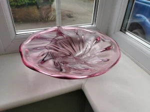 Large Vintage Czech Chribska Ruby & Clear Art Glass Bowl by Josef Hospodka. - Picture 1 of 11